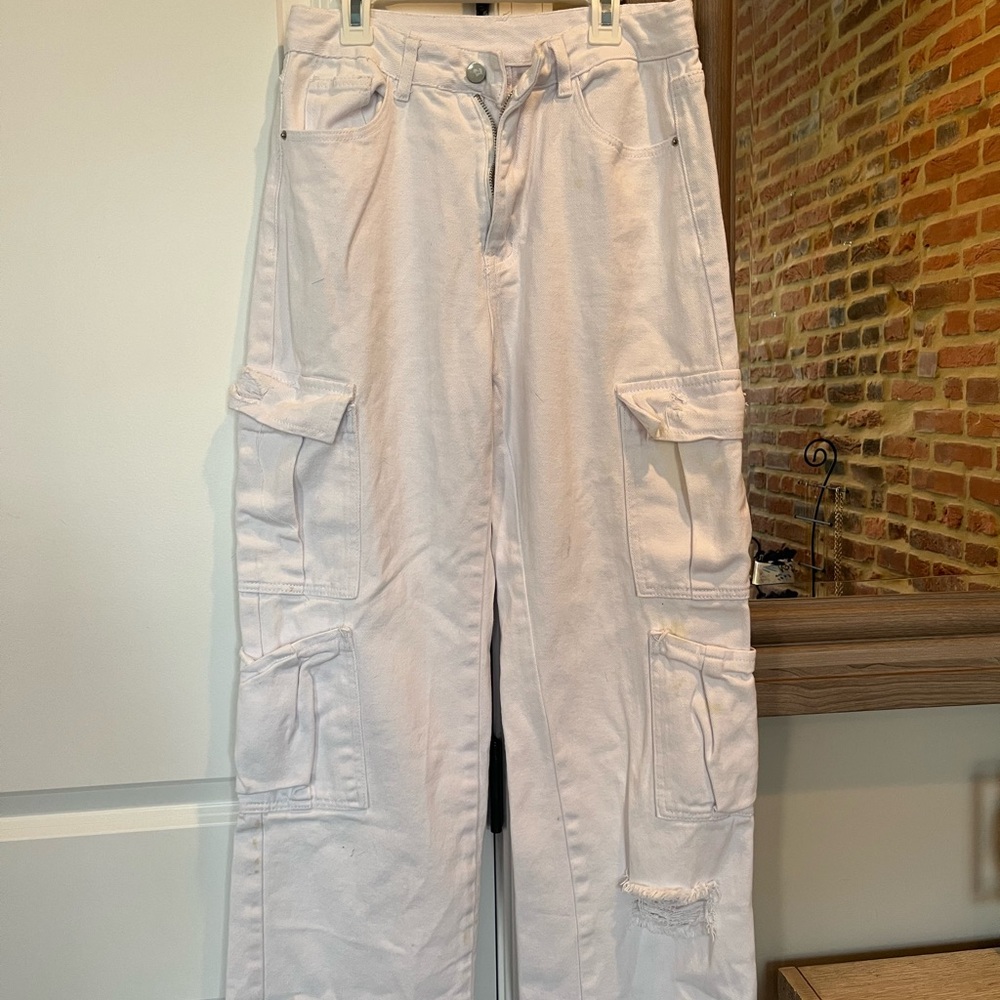 White Cargo Jeans